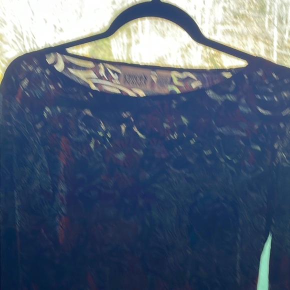 Chicos Design Vintage size small velour burnout boatneck long sleeve top - Picture 8 of 8